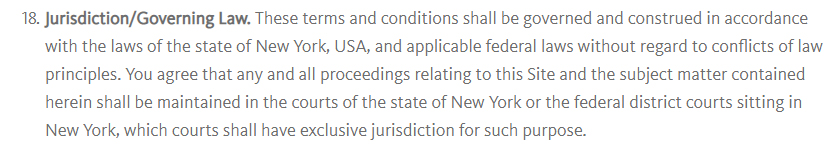 Broadridge Terms of Use: Jurisdiction and Governing Law clause